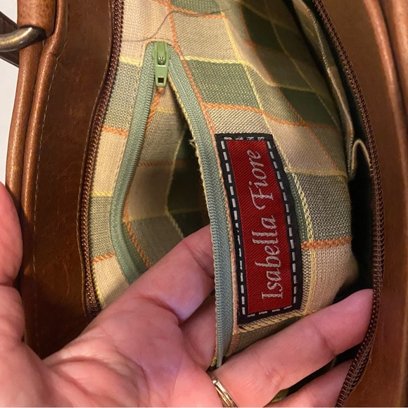 LIKE NEW Isabella Fiore Artistic Rare Design Brown and Yellow Beaded Tote - Picture 6 of 10